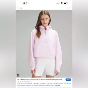 Lululemon Meadowsweet Pink Oversized Half Zip Scuba M/L